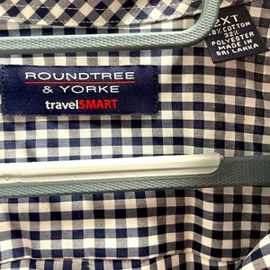 Roundtree and Yorke  travel smart, long sleeve , black and white checked shirt